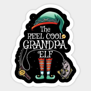 The Reel Cool Grandpa Elf Matching Family Fishing Christmas Sticker